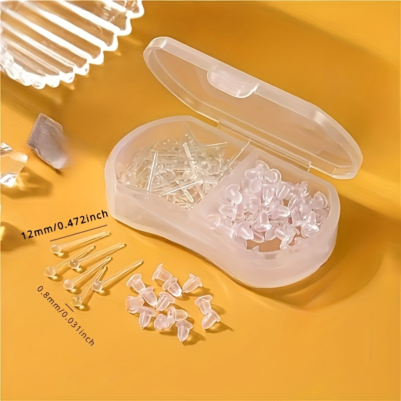 100 Pairs Clear Plastic Earrings w/ Storage Box